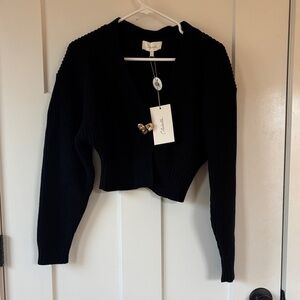Cleobella black cotton cardigan with heart accent